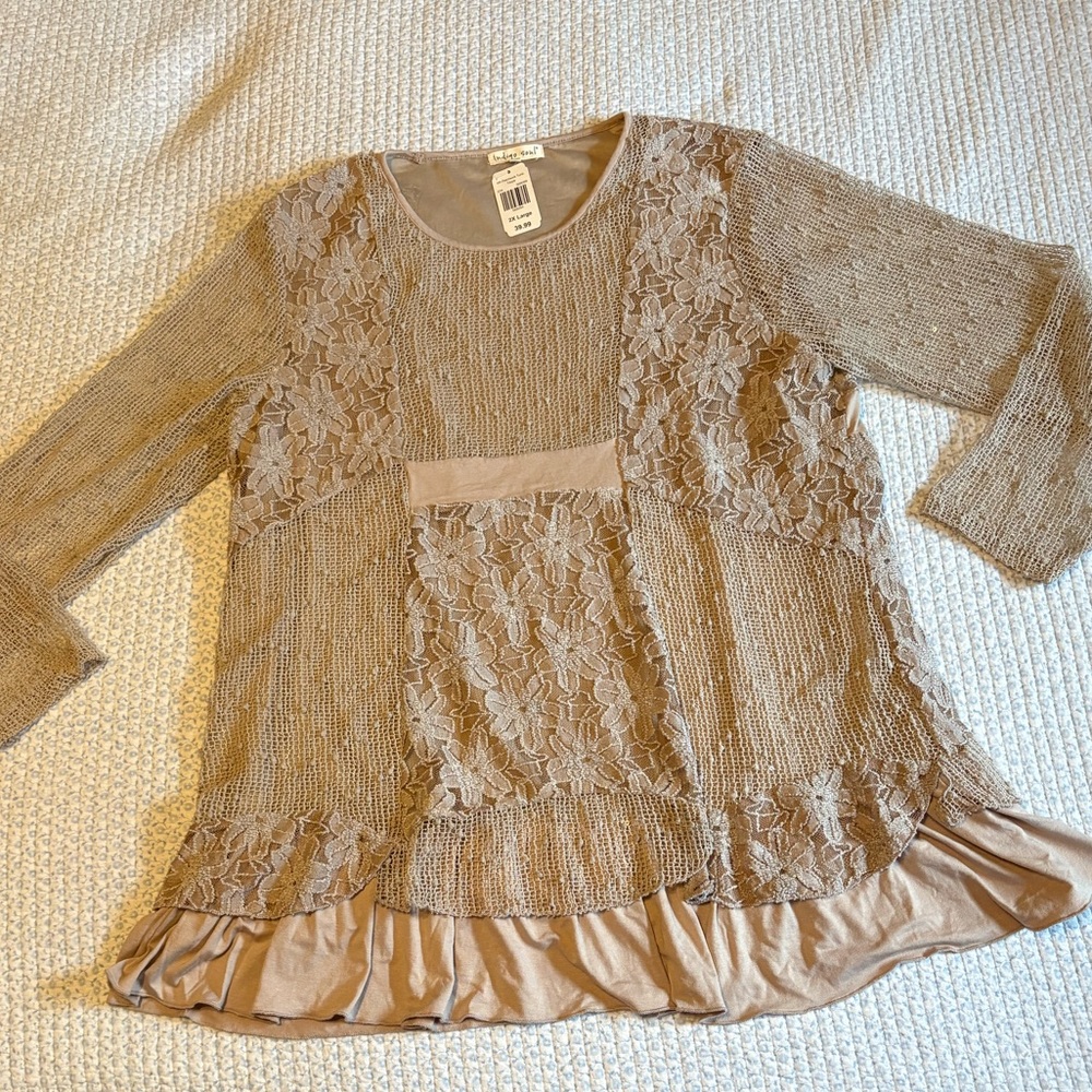 Indigo Soul Taupe Patchwork Tunic